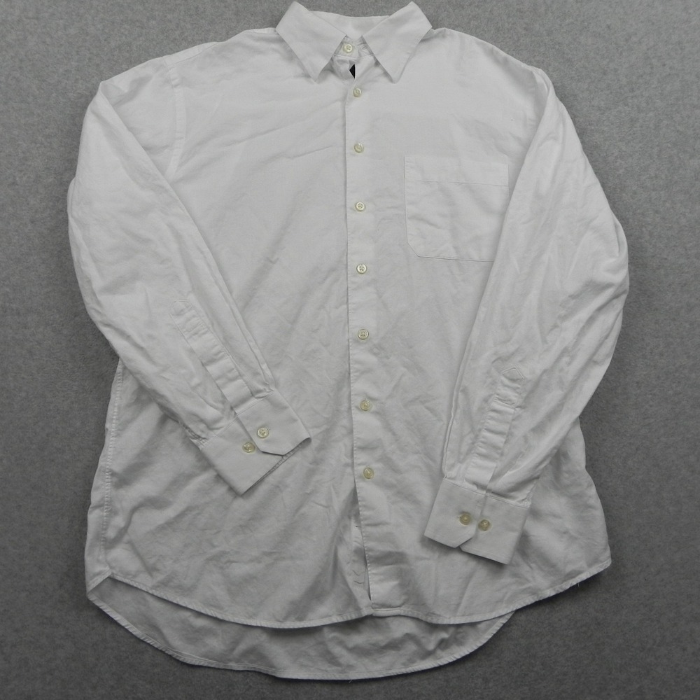 Scott Barber Shirt Mens Large Business Casual Pocket Button Up White Long Sleeve